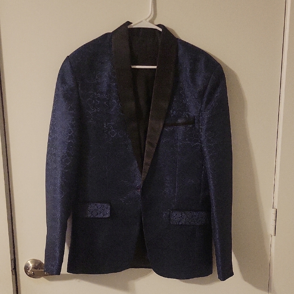 Elegant Blue Blazer with Black Trim